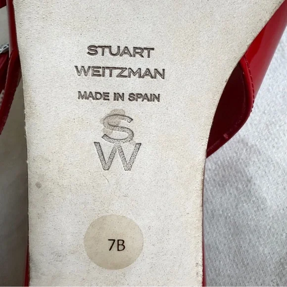 Stuart Weitzman Claris Mary Jane Slingback Red Patent Cherry  Size 7 / 37.5 - Picture 14 of 15